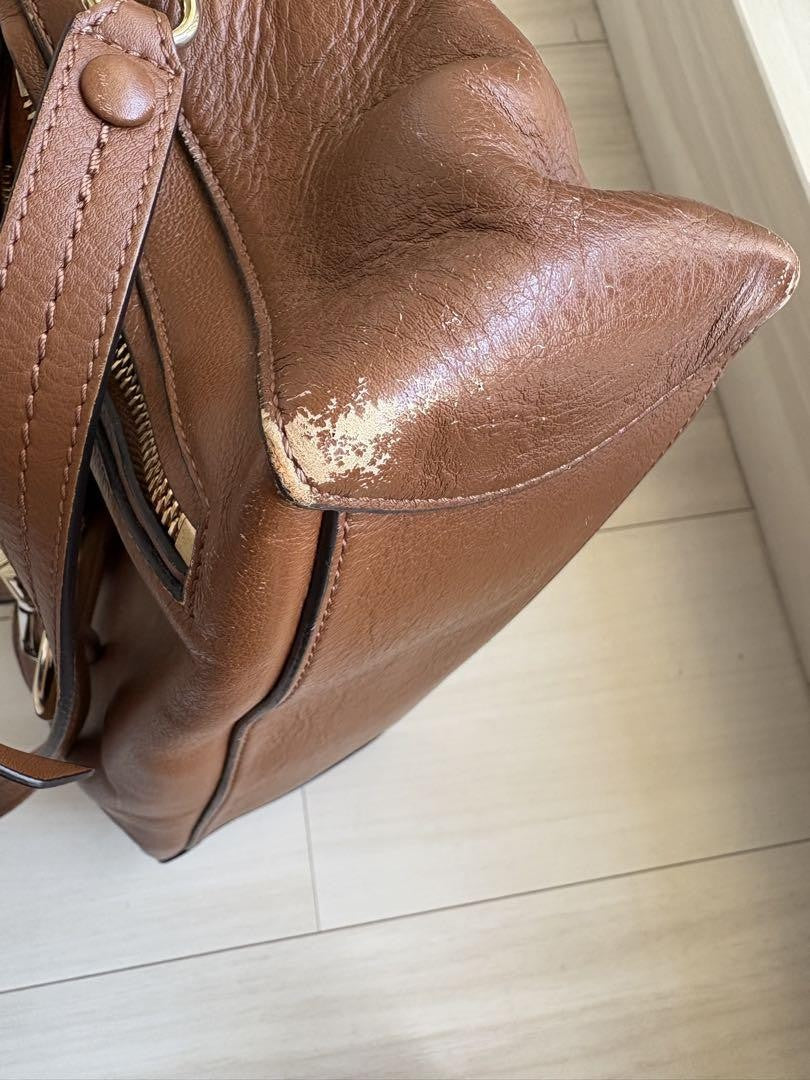 Chloe Hand Shoulder Bag Tote Purse 2way Brown Authentic