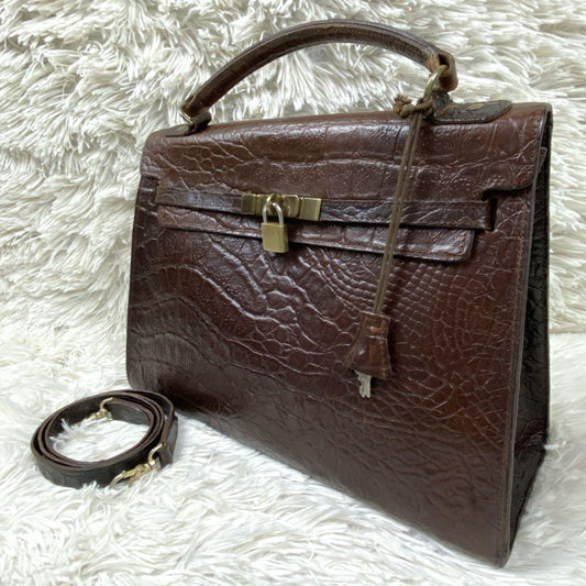 MULBERRY Hand Shoulder Bag Tote Purse 2way Leather Brown Authentic