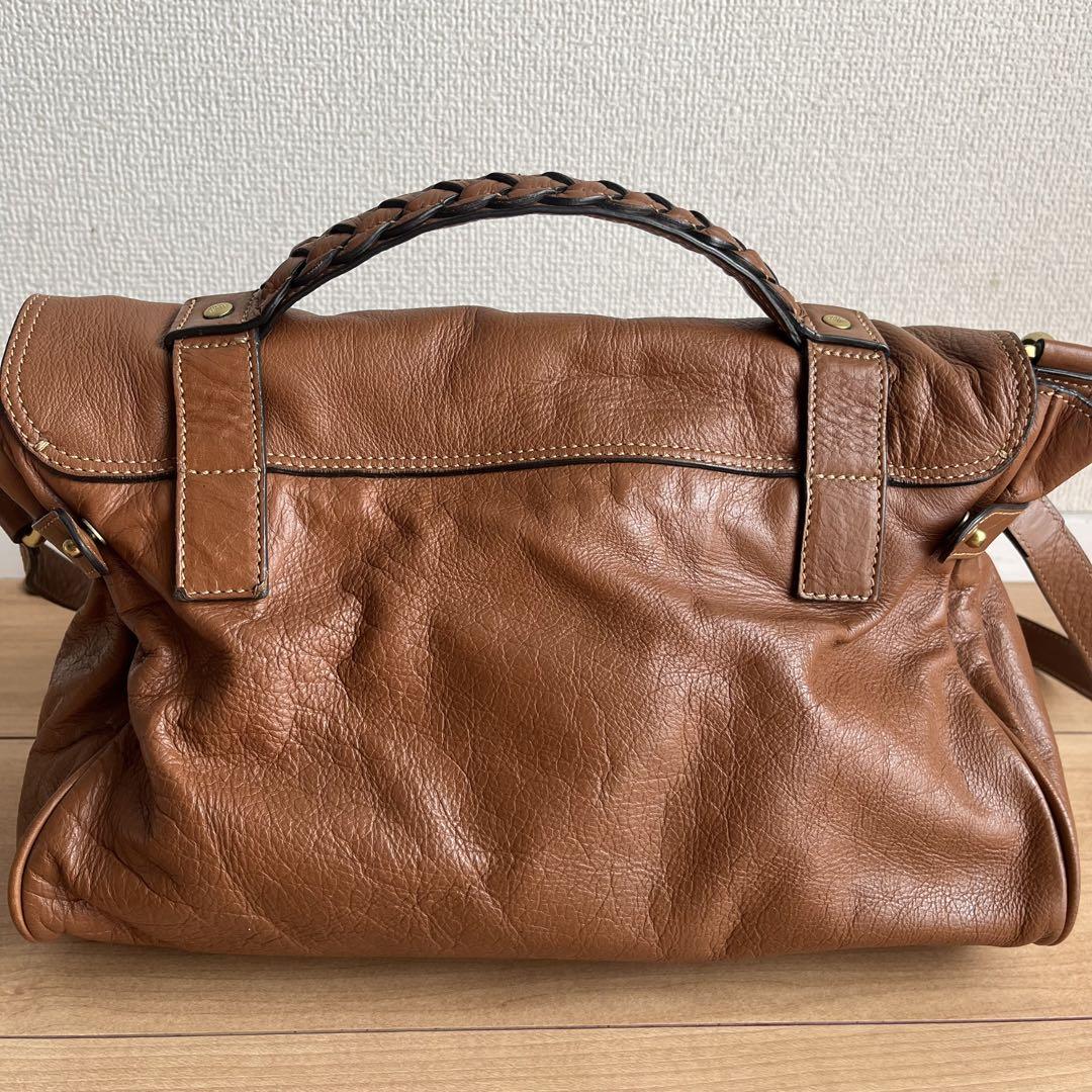 MULBERRY Hand Shoulder Bag Tote Purse 2way Alexa Leather Brown Authentic
