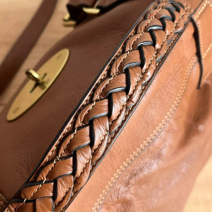 MULBERRY Hand Shoulder Bag Tote Purse 2way Alexa Leather Brown Authentic