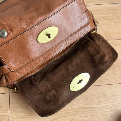 MULBERRY Hand Shoulder Bag Tote Purse 2way Alexa Leather Brown Authentic