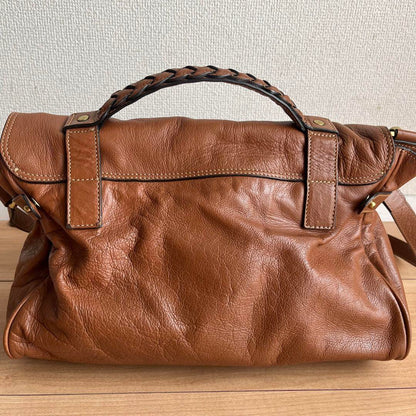 MULBERRY Hand Shoulder Bag Tote Purse 2way Alexa Leather Brown Authentic