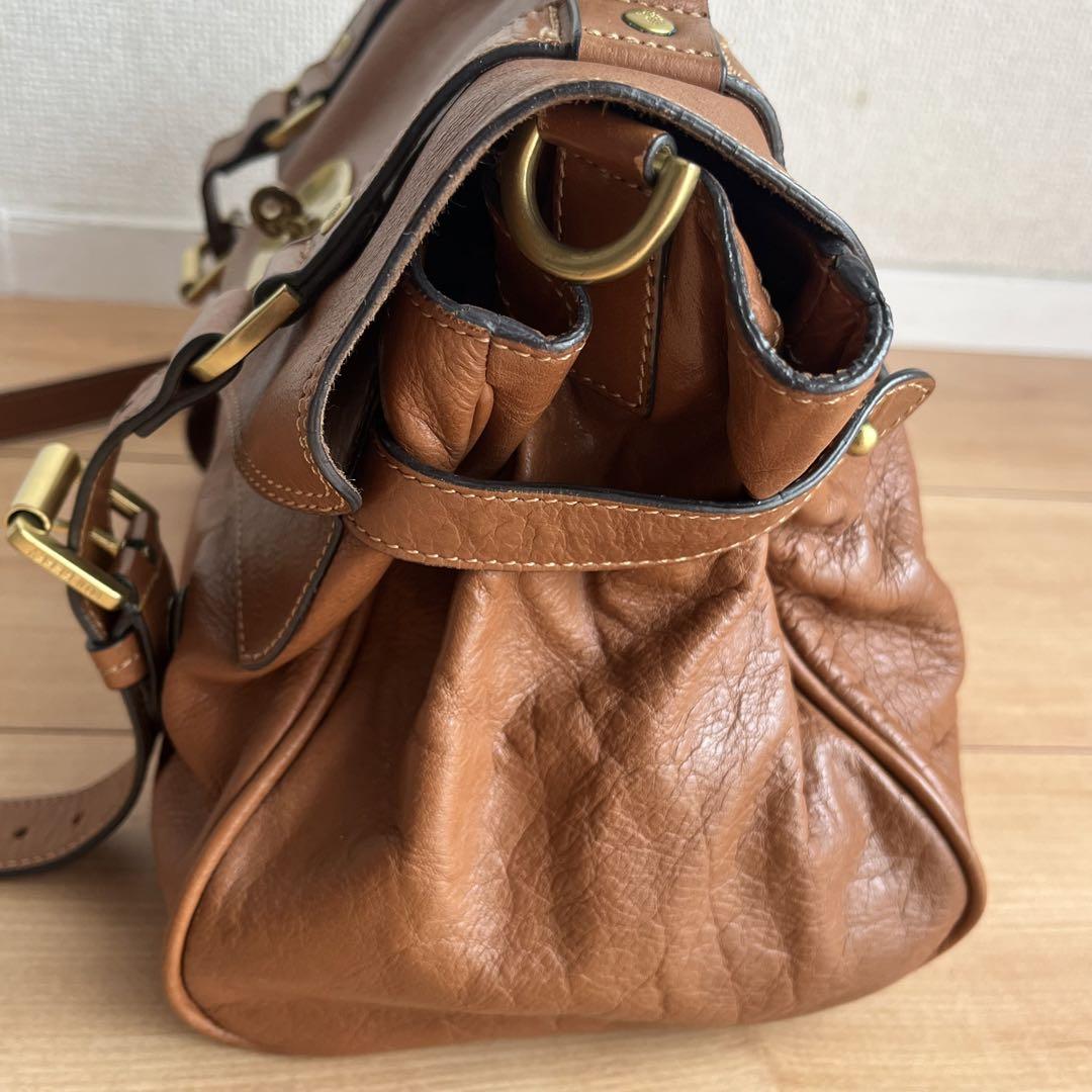 MULBERRY Hand Shoulder Bag Tote Purse 2way Alexa Leather Brown Authentic