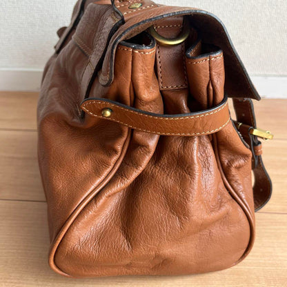 MULBERRY Hand Shoulder Bag Tote Purse 2way Alexa Leather Brown Authentic