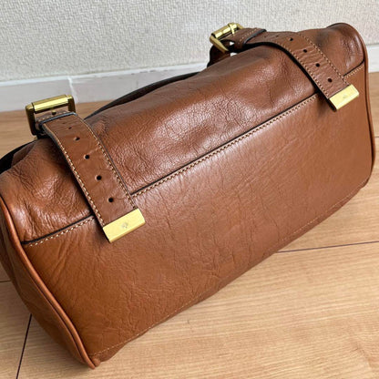 MULBERRY Hand Shoulder Bag Tote Purse 2way Alexa Leather Brown Authentic