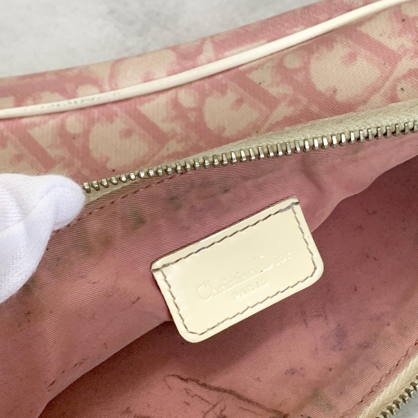 Christian Dior Saddle Bag Trotter Accessory Pouch Shoulder Purse PVC Pink Auth