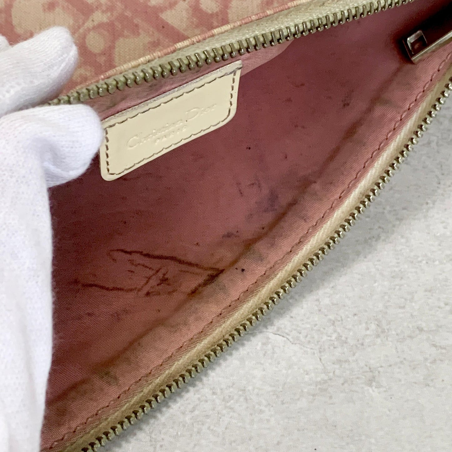 Christian Dior Saddle Bag Trotter Accessory Pouch Shoulder Purse PVC Pink Auth
