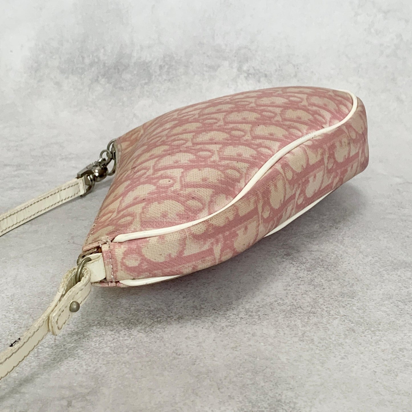 Christian Dior Saddle Bag Trotter Accessory Pouch Shoulder Purse PVC Pink Auth