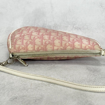 Christian Dior Saddle Bag Trotter Accessory Pouch Shoulder Purse PVC Pink Auth