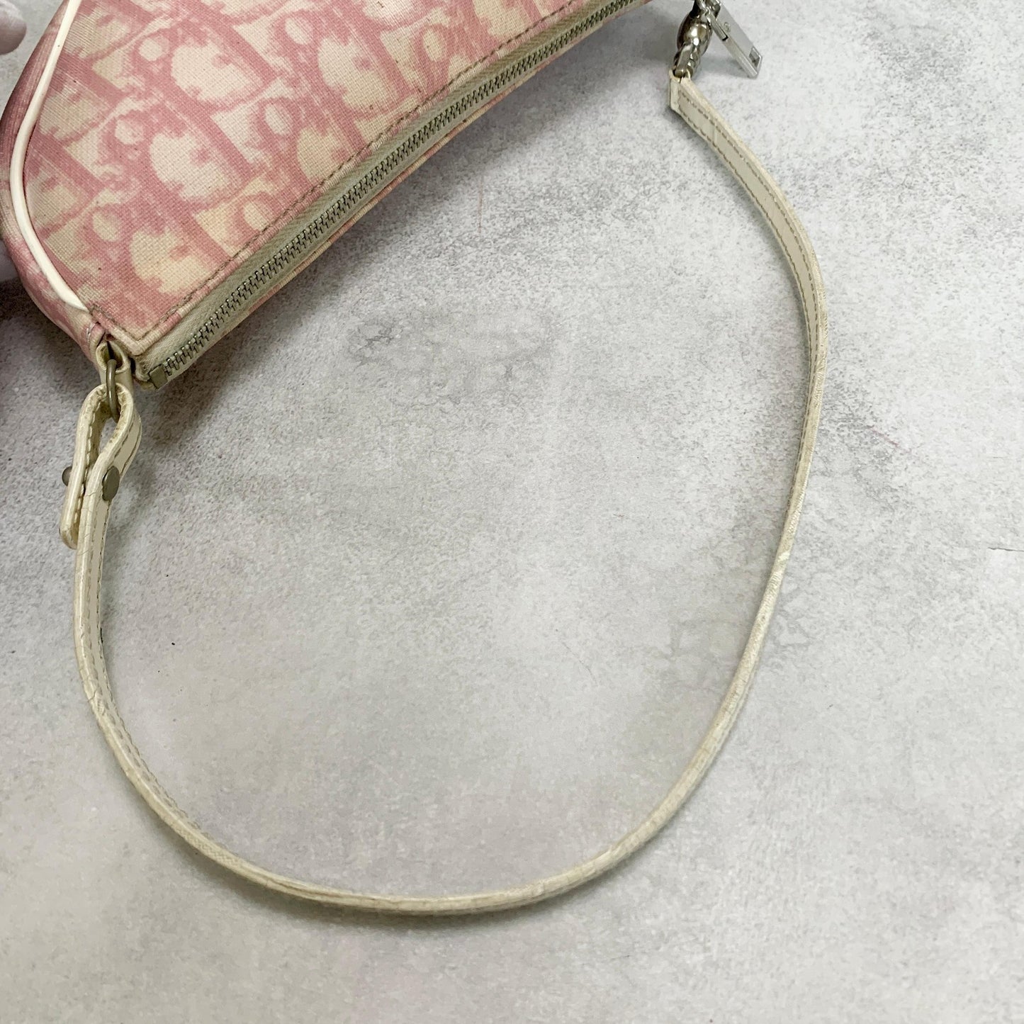 Christian Dior Saddle Bag Trotter Accessory Pouch Shoulder Purse PVC Pink Auth
