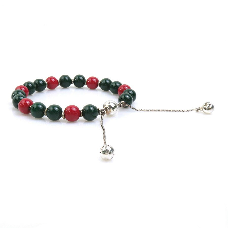 GUCCI Bracelet Bangle Metal Green Red Unisex Accessory Authentic