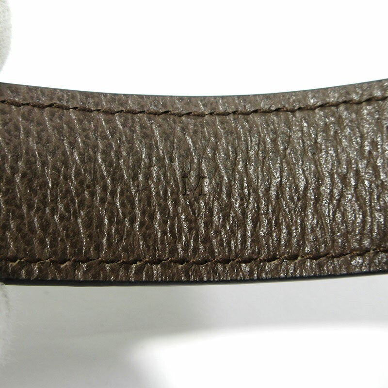 GUCCI Bracelet Bangle GG Supreme Leather Beige Brown Gold Women Accessory Auth