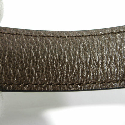 GUCCI Bracelet Bangle GG Supreme Leather Beige Brown Gold Women Accessory Auth
