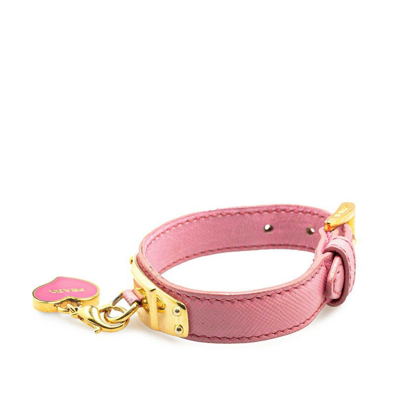 GUCCI Bracelet Bangle Heart Leather Pink Women Accessory Authentic