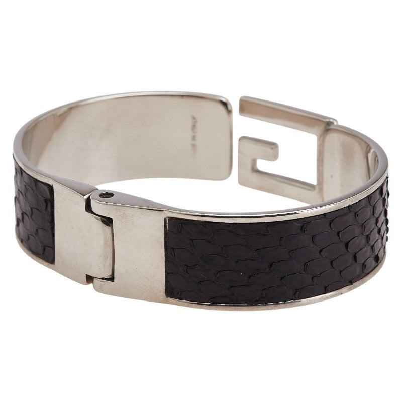 GUCCI Bracelet Bangle Silver Black Women Accessory Authentic