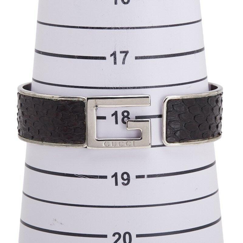 GUCCI Bracelet Bangle Silver Black Women Accessory Authentic