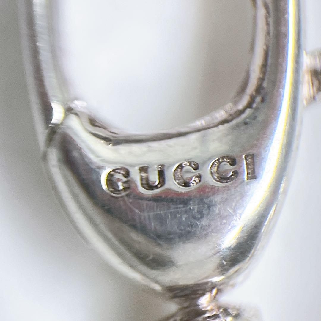 GUCCI Bracelet Bangle Circle Logo Plate Chain Silver 925 Unisex Accessory Auth