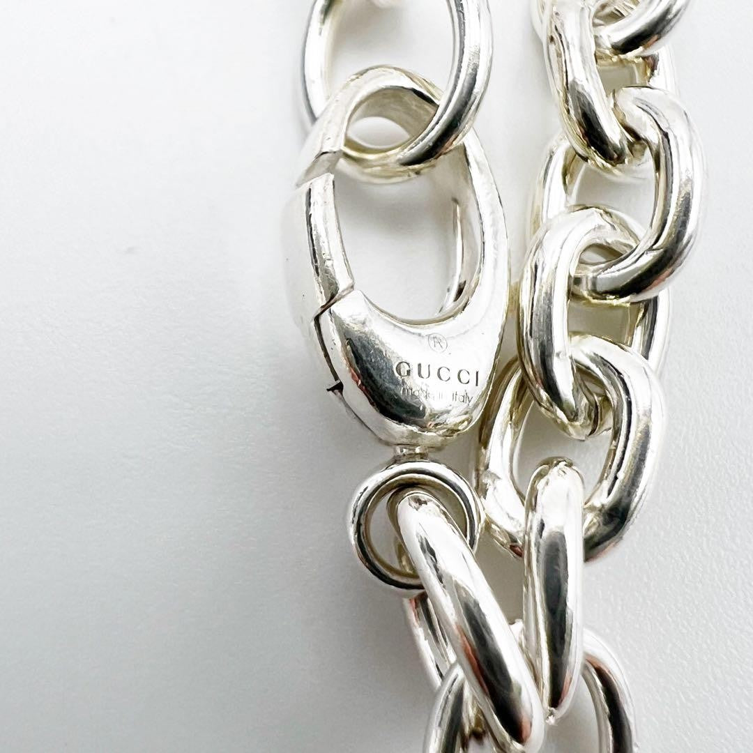 GUCCI Bracelet Bangle Interlocking Chain Silver 925 Women Accessory Authentic