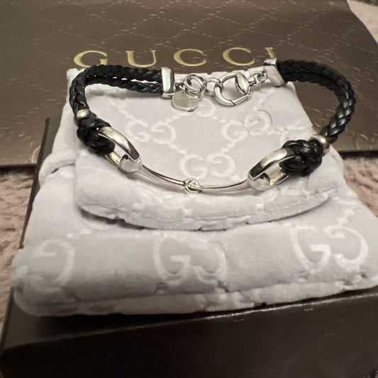 GUCCI Bracelet Bangle Horsebit Silver Unisex Accessory Authentic