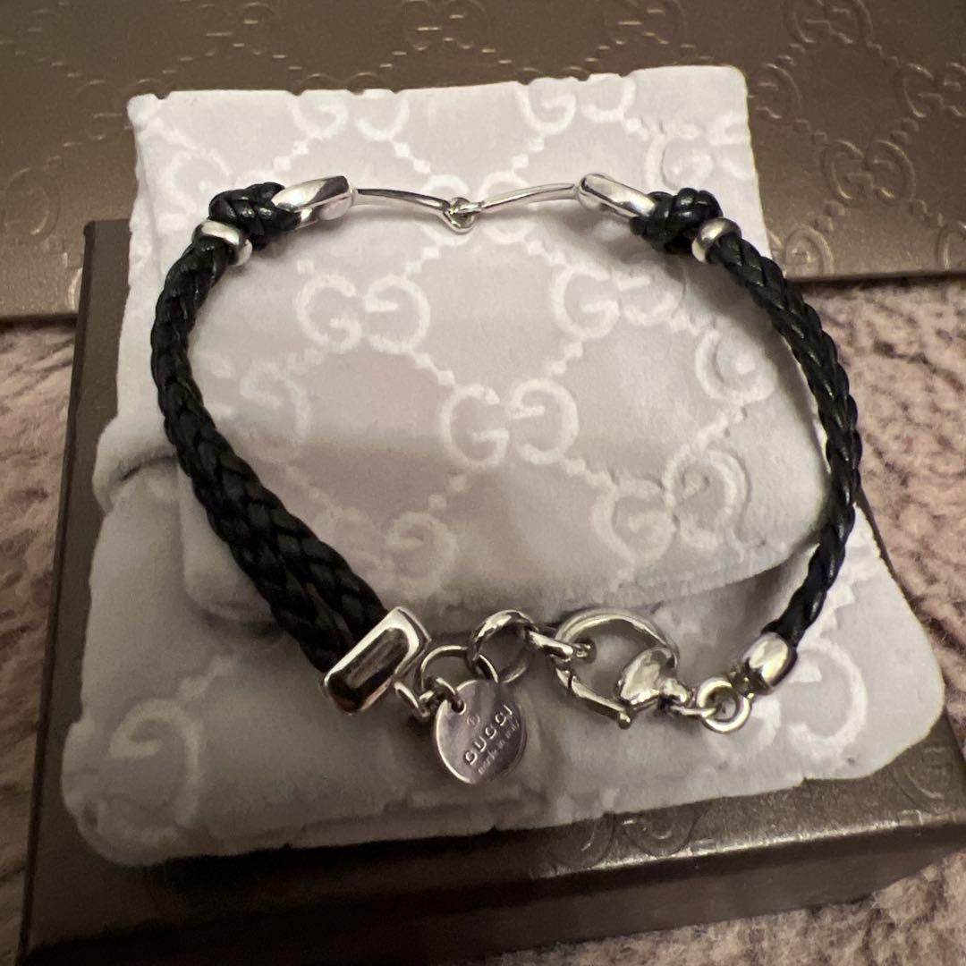 GUCCI Bracelet Bangle Horsebit Silver Unisex Accessory Authentic