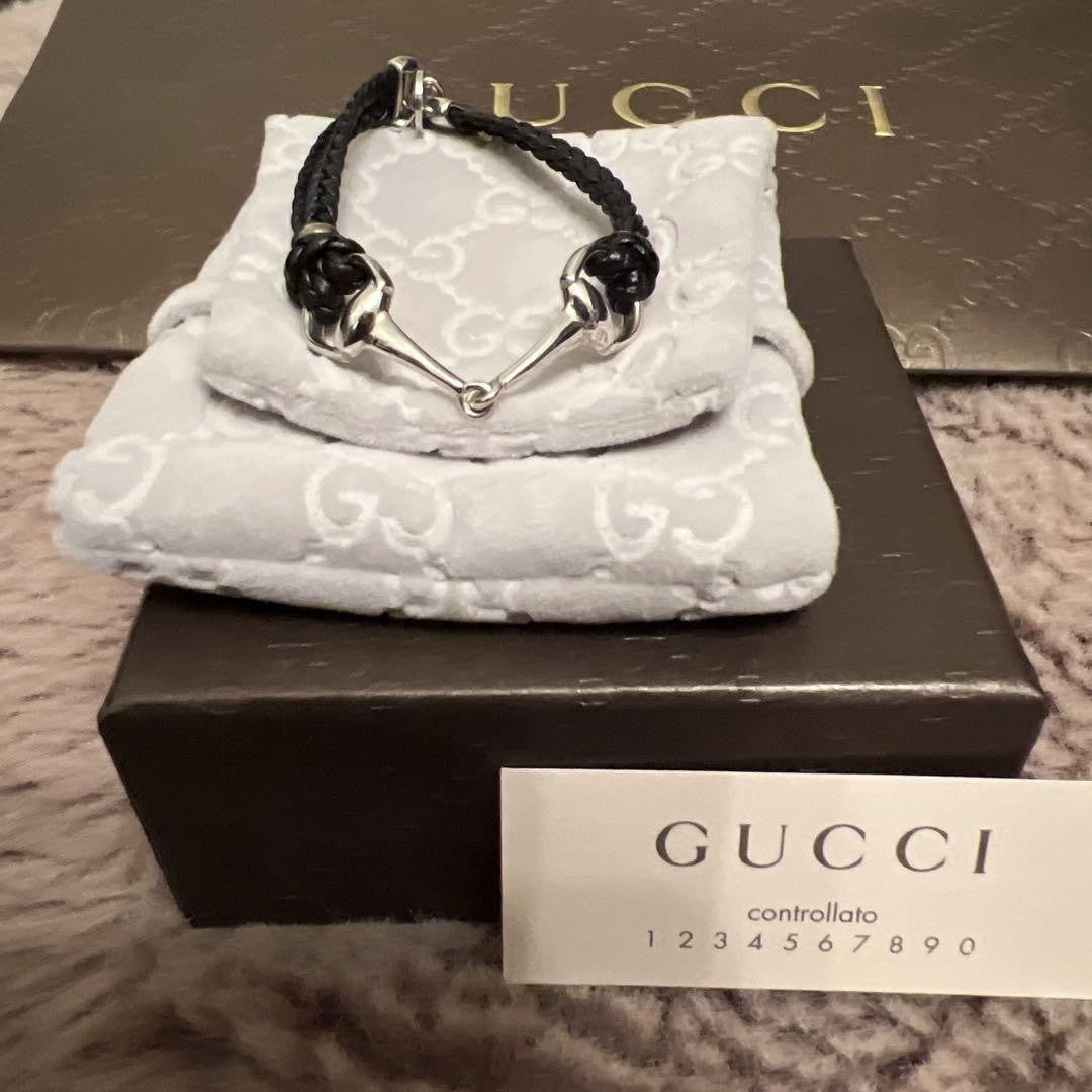GUCCI Bracelet Bangle Horsebit Silver Unisex Accessory Authentic