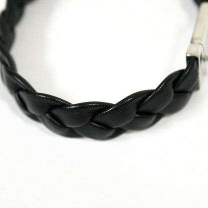 GUCCI Bracelet Bangle Leather Silver Black Women Accessory Authentic