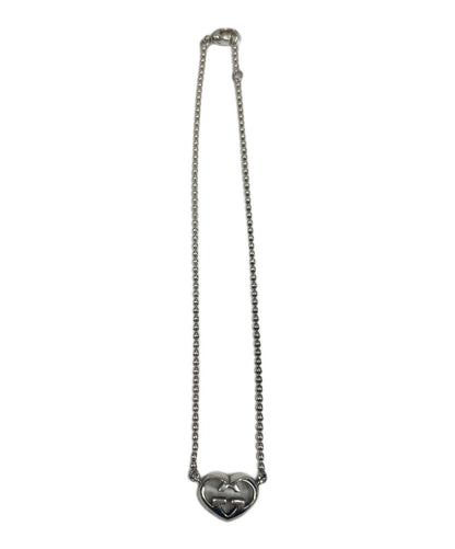 GUCCI Necklace Pendant Interlocking Heart Silver Women Accessory Authentic