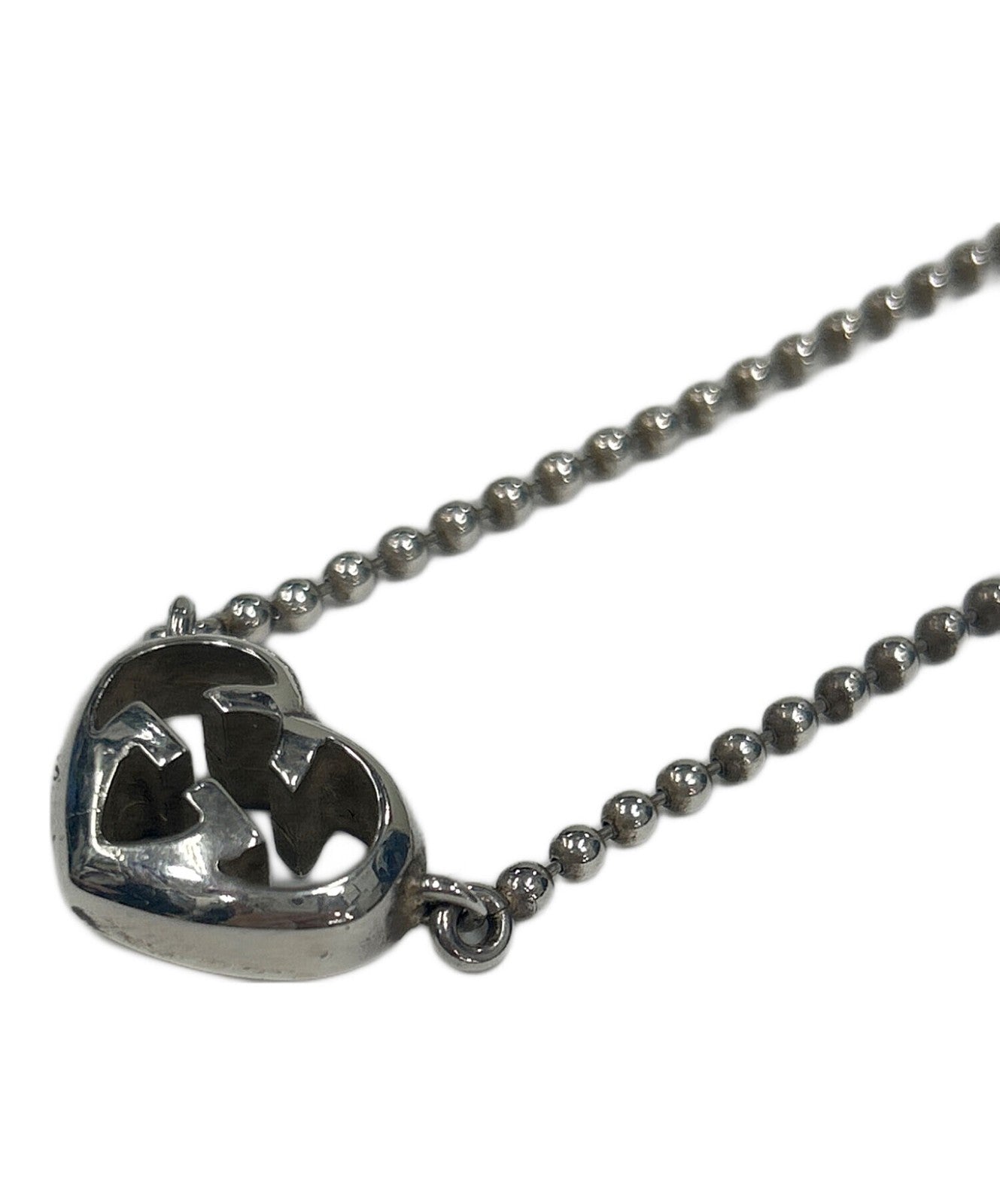 GUCCI Necklace Pendant Interlocking Heart Silver Women Accessory Authentic