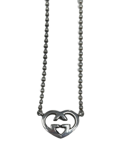 GUCCI Necklace Pendant Interlocking Heart Silver Women Accessory Authentic