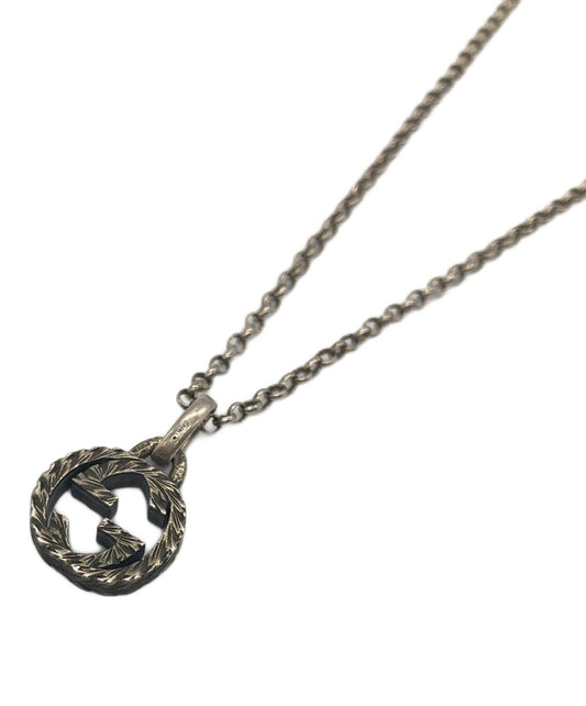 GUCCI Necklace Pendant Interlocking Silver Women Accessory Authentic