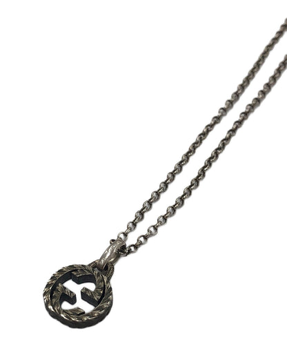 GUCCI Necklace Pendant Interlocking Silver Women Accessory Authentic