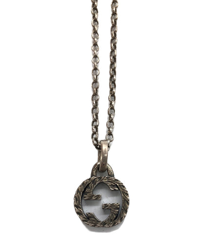 GUCCI Necklace Pendant Interlocking Silver Women Accessory Authentic