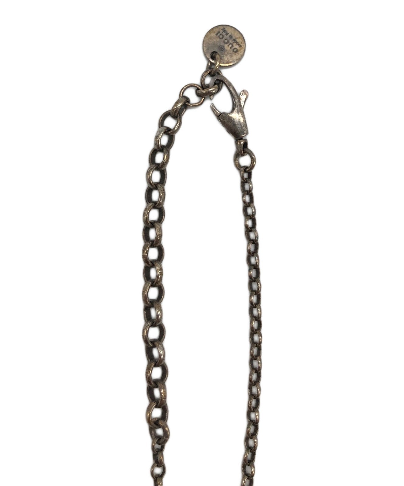 GUCCI Necklace Pendant Interlocking Silver Women Accessory Authentic