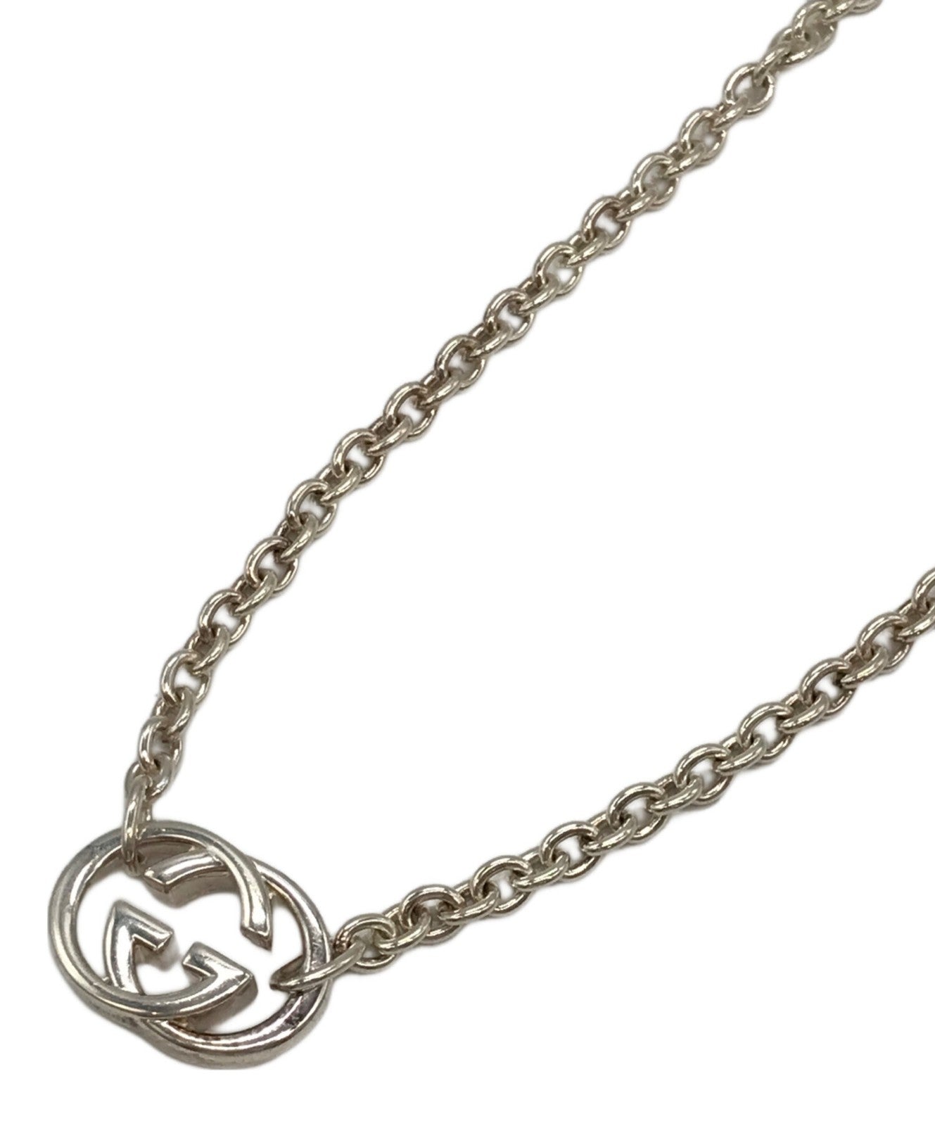 GUCCI Necklace Pendant Interlocking G Silver 925 Women Accessory Authentic