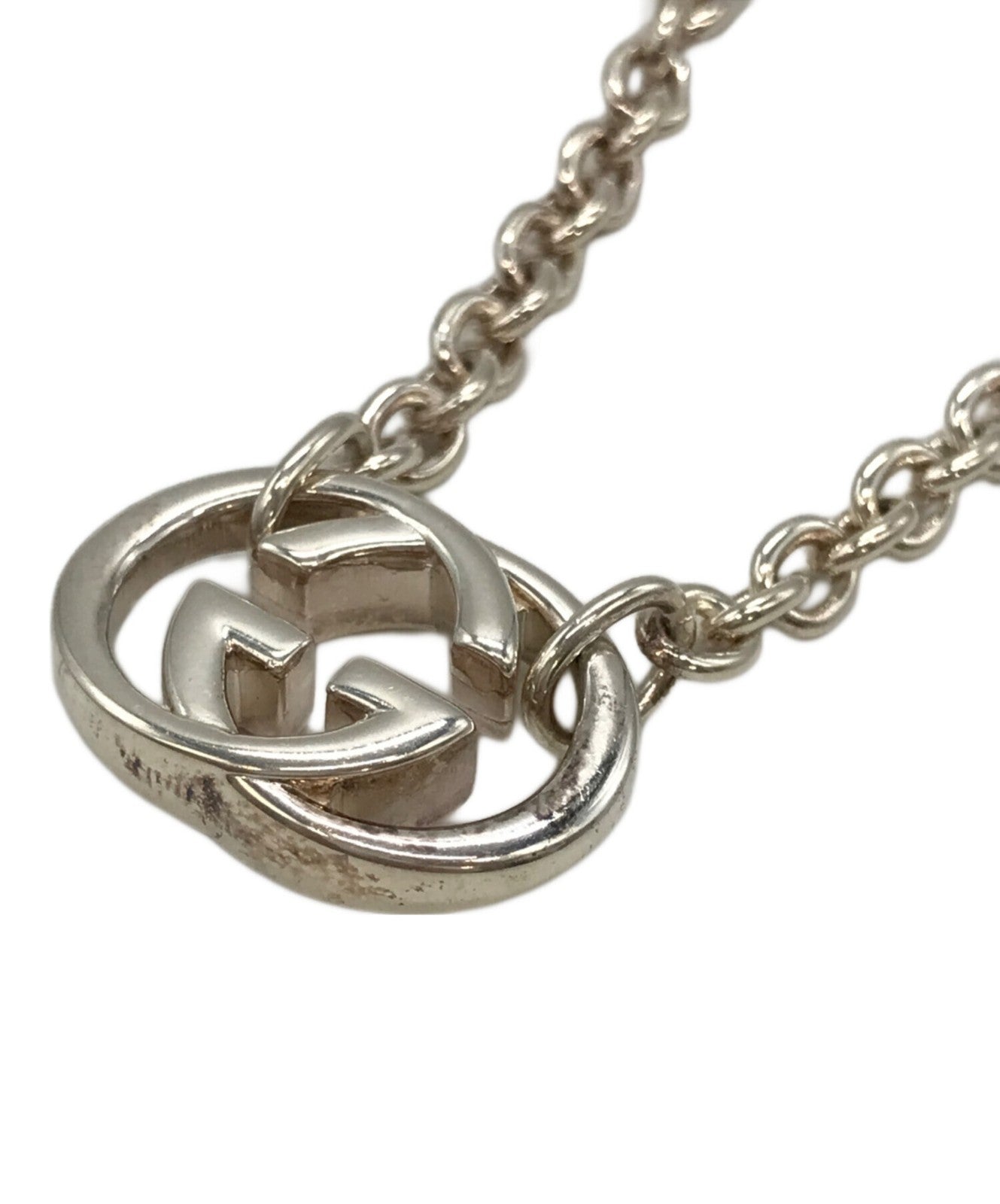 GUCCI Necklace Pendant Interlocking G Silver 925 Women Accessory Authentic