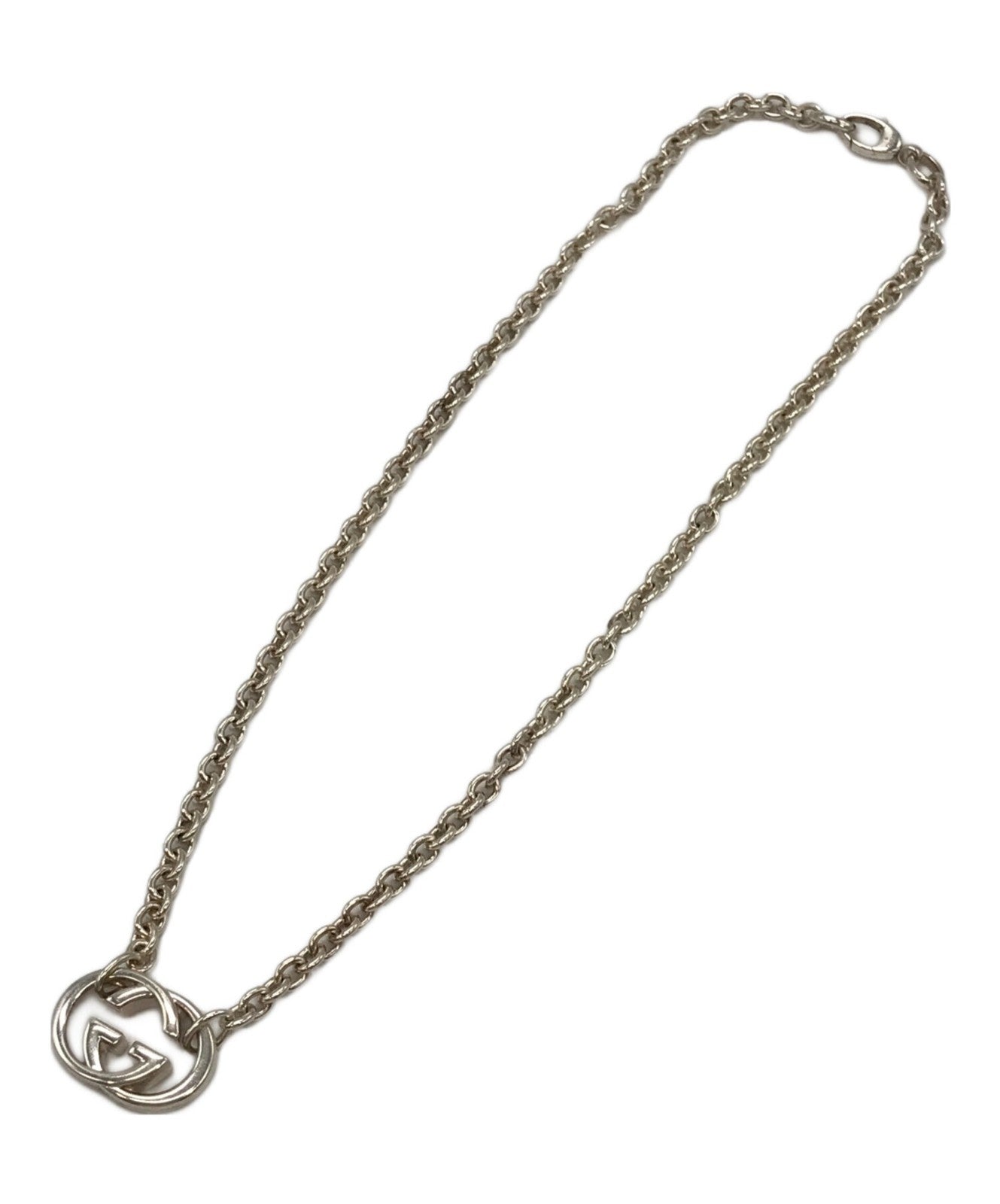 GUCCI Necklace Pendant Interlocking G Silver 925 Women Accessory Authentic