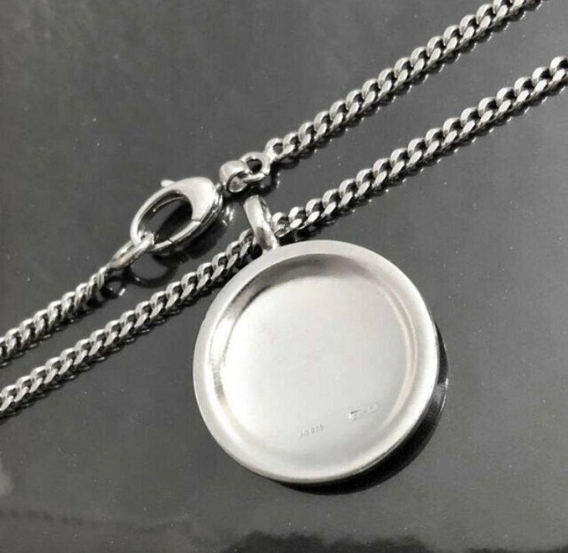 GUCCI Necklace Pendant Emblem Silver 925 Accessory Authentic