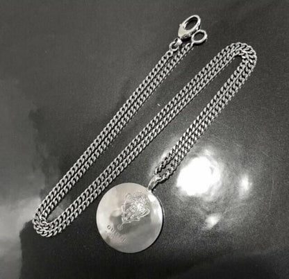GUCCI Necklace Pendant Emblem Silver 925 Accessory Authentic