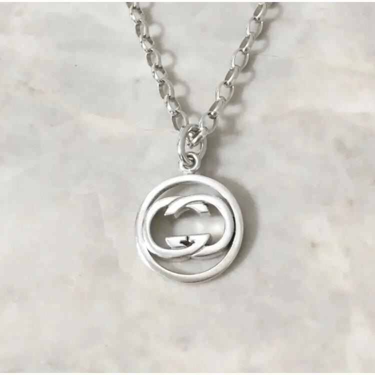 GUCCI Necklace Pendant GG Logo Silver 925 Men's Accessory Authentic