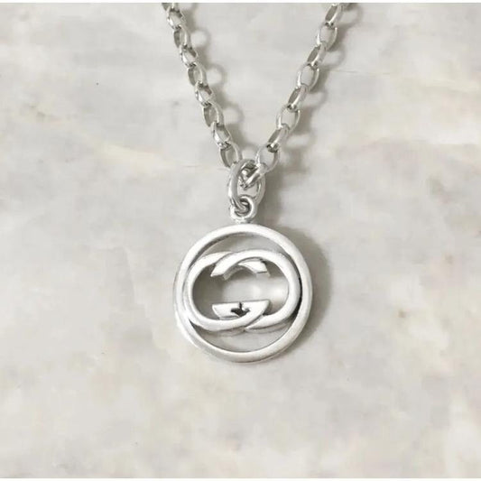 GUCCI Necklace Pendant GG Logo Silver 925 Men's Accessory Authentic