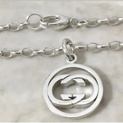 GUCCI Necklace Pendant GG Logo Silver 925 Men's Accessory Authentic