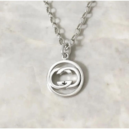 GUCCI Necklace Pendant GG Logo Silver 925 Men's Accessory Authentic