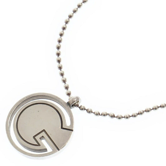GUCCI Necklace Pendant Round G Ball Chain Silver 925 Unisex Accessory Authentic