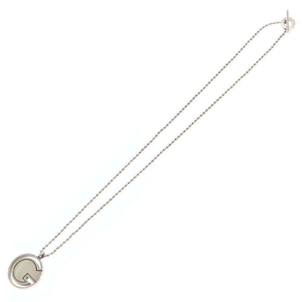 GUCCI Necklace Pendant Round G Ball Chain Silver 925 Unisex Accessory Authentic