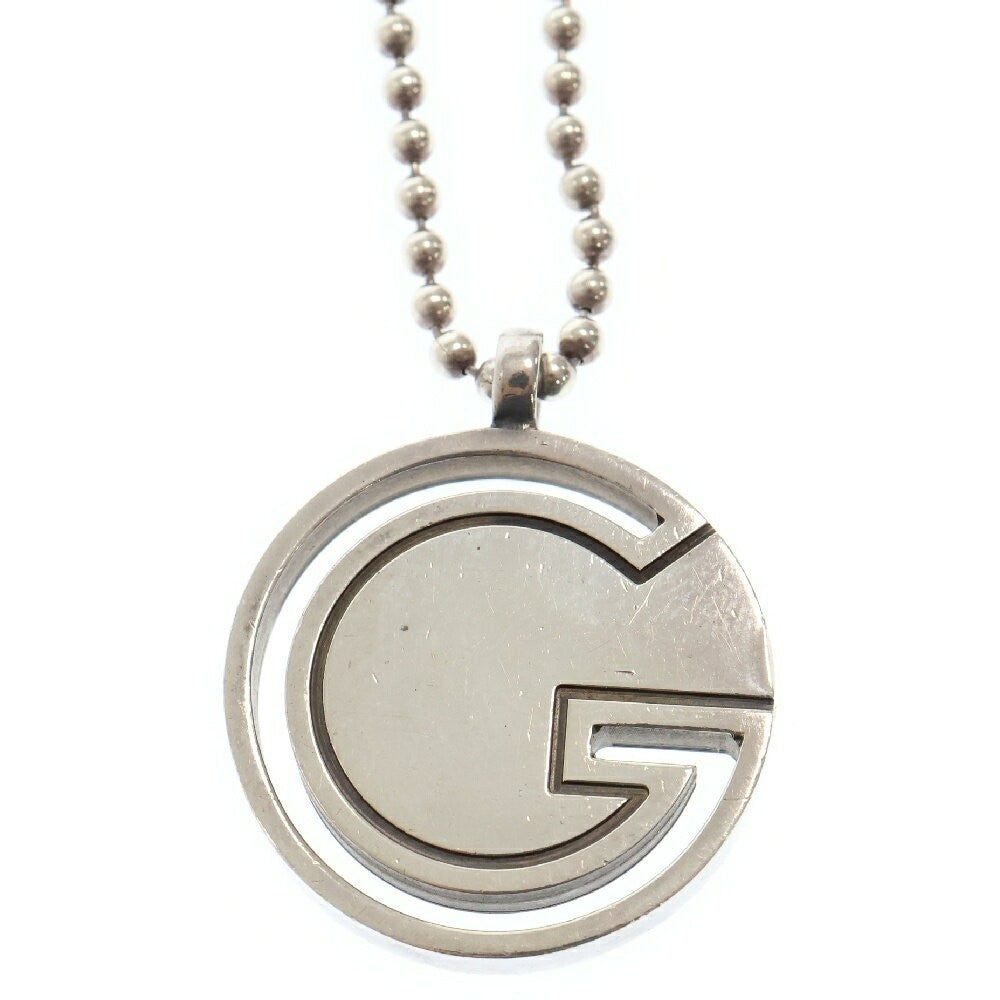 GUCCI Necklace Pendant Round G Ball Chain Silver 925 Unisex Accessory Authentic