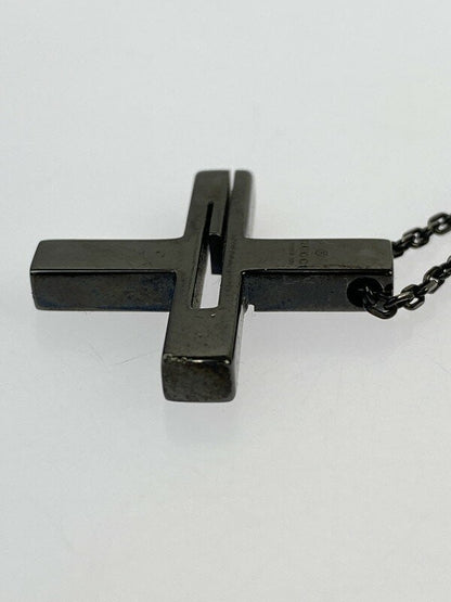 GUCCI Necklace Pendant Cutout G Black Unisex Accessory Authentic