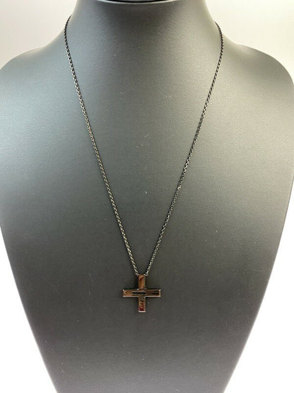 GUCCI Necklace Pendant Cutout G Black Unisex Accessory Authentic