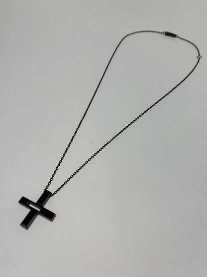 GUCCI Necklace Pendant Cutout G Black Unisex Accessory Authentic