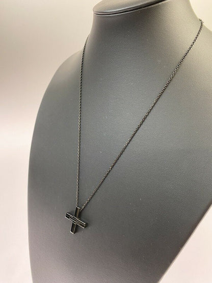 GUCCI Necklace Pendant Cutout G Black Unisex Accessory Authentic
