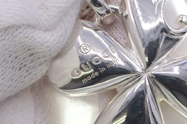 GUCCI Necklace Pendant Heart Clover Logo Silver 925 Women Accessory Authentic